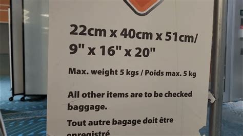 sunwing personal bag size